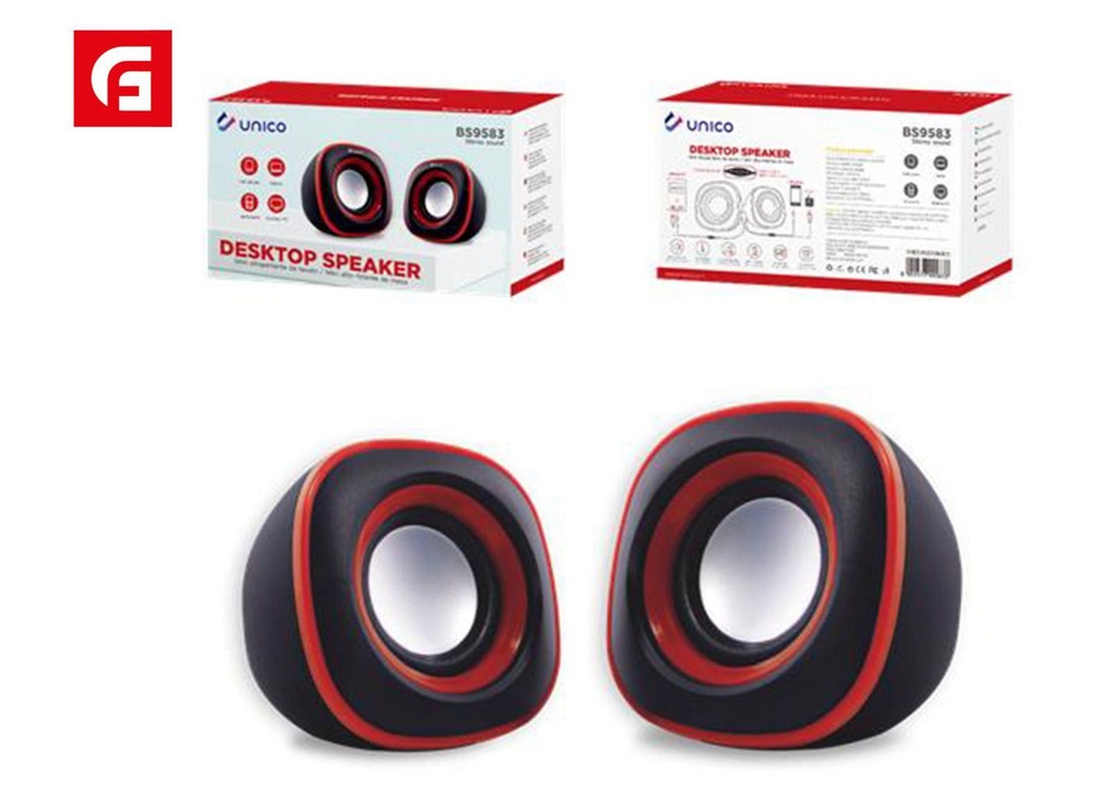 Altavoces para PC negro y rojo 78x70x78mm para audio multimedia