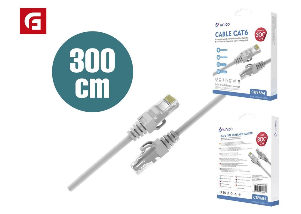 Cable de red puente blanco 3m para conexiones