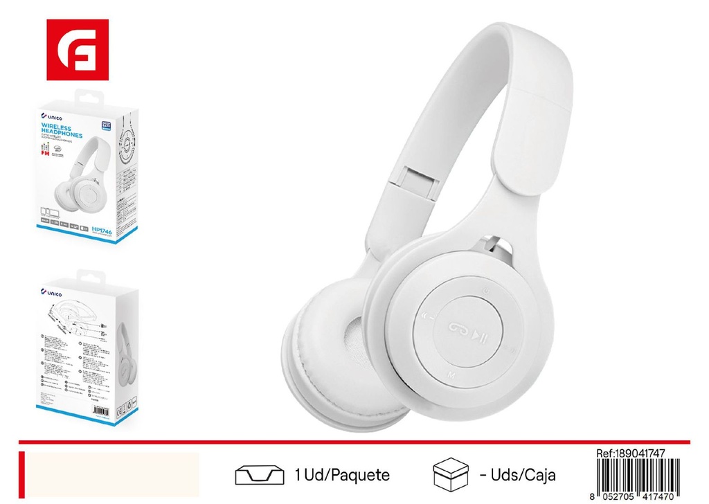 Auricular Bluetooth plegable blanco para escuchar música