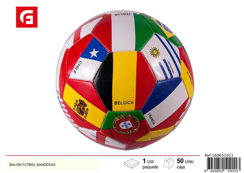 Balón de fútbol banderas 21x21 cm - Material escolar y deportes