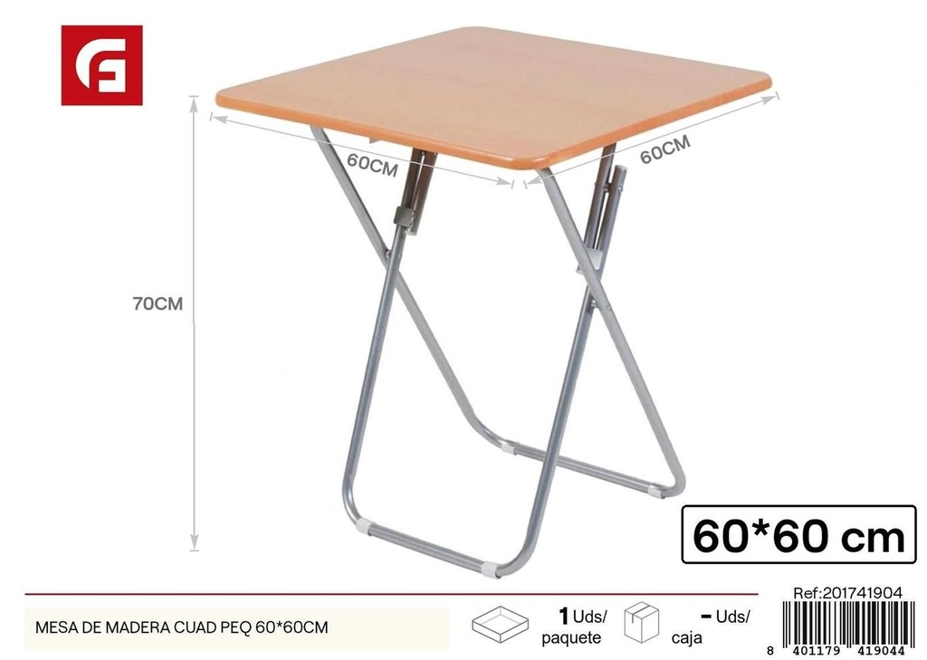 Mesa cuadrada pequeña de madera 60x60 cm - Decoración del hogar