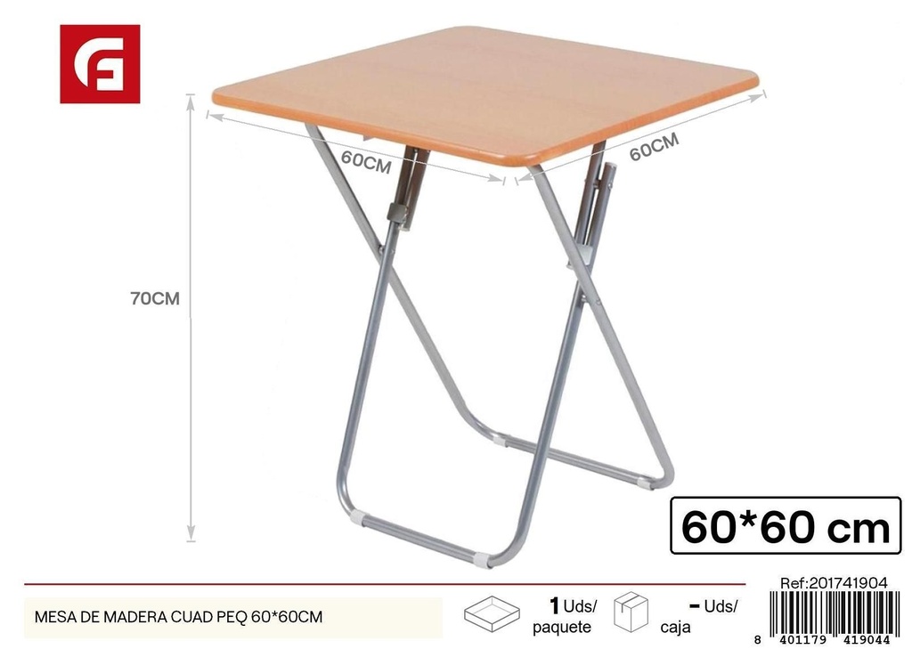 Mesa de madera cuadrada pequeña 60x60cm - Muebles de decoración del hogar