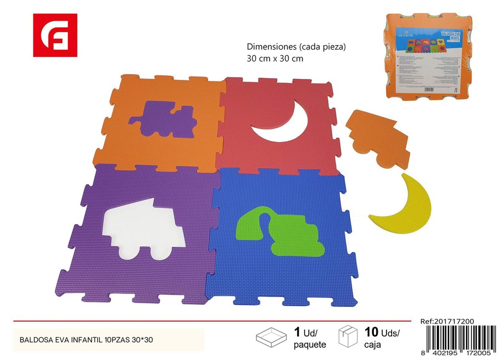 Baldosa EVA infantil 10 piezas 30x30 cm - Alfombrillas de juego