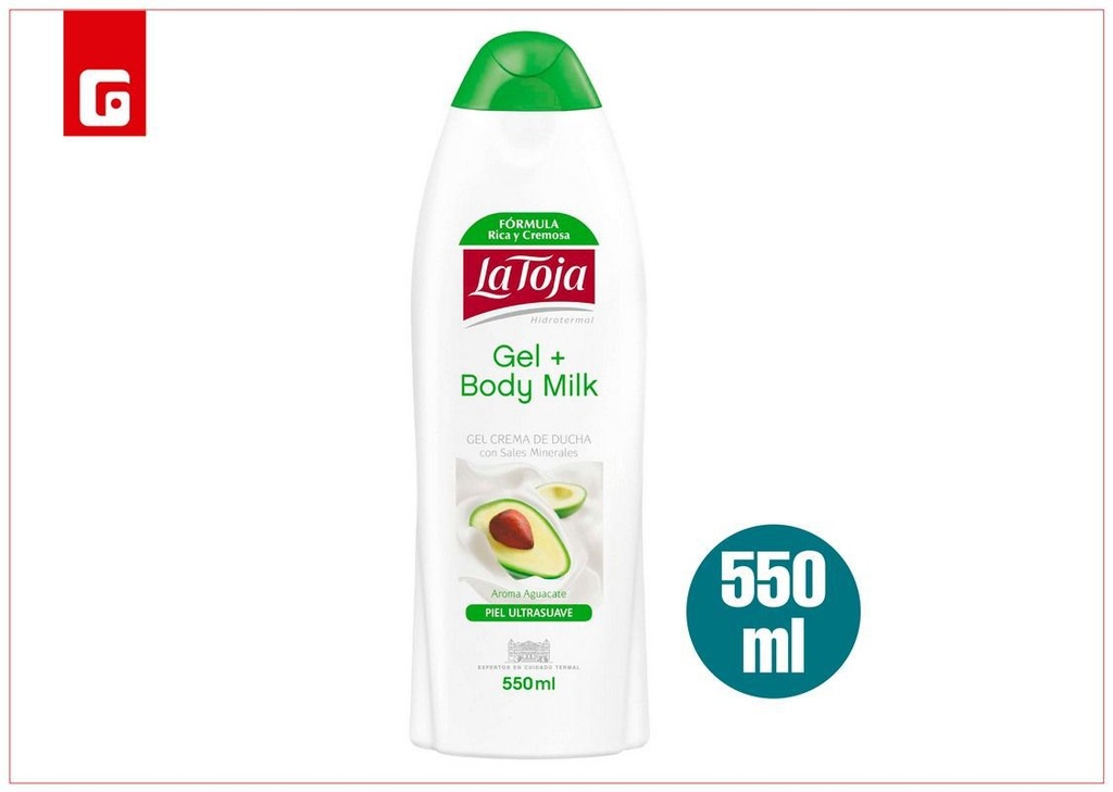 Gel La Toja 550ml con body milk aguacate para cuidado personal