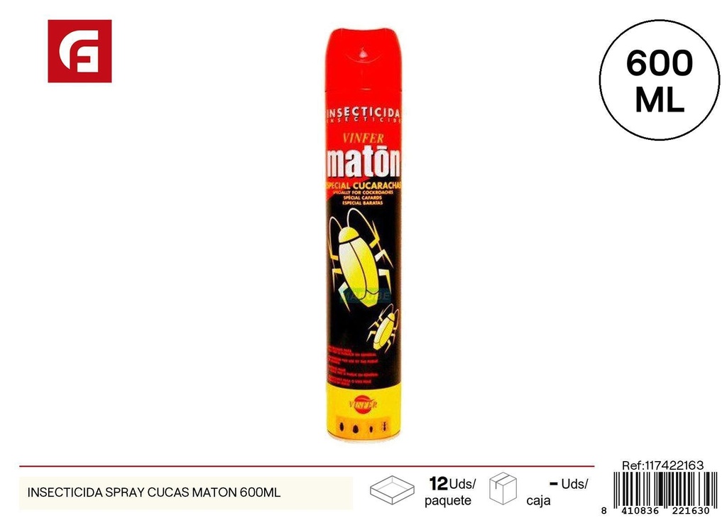 Insecticida spray cucas Matón (600ml) - Productos de limpieza y fumigación
