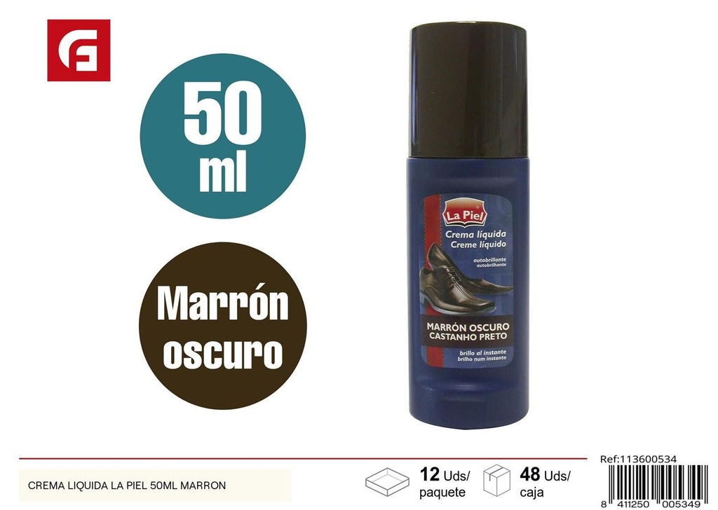 Crema líquida para piel 50ml marrón - Cuidado del calzado