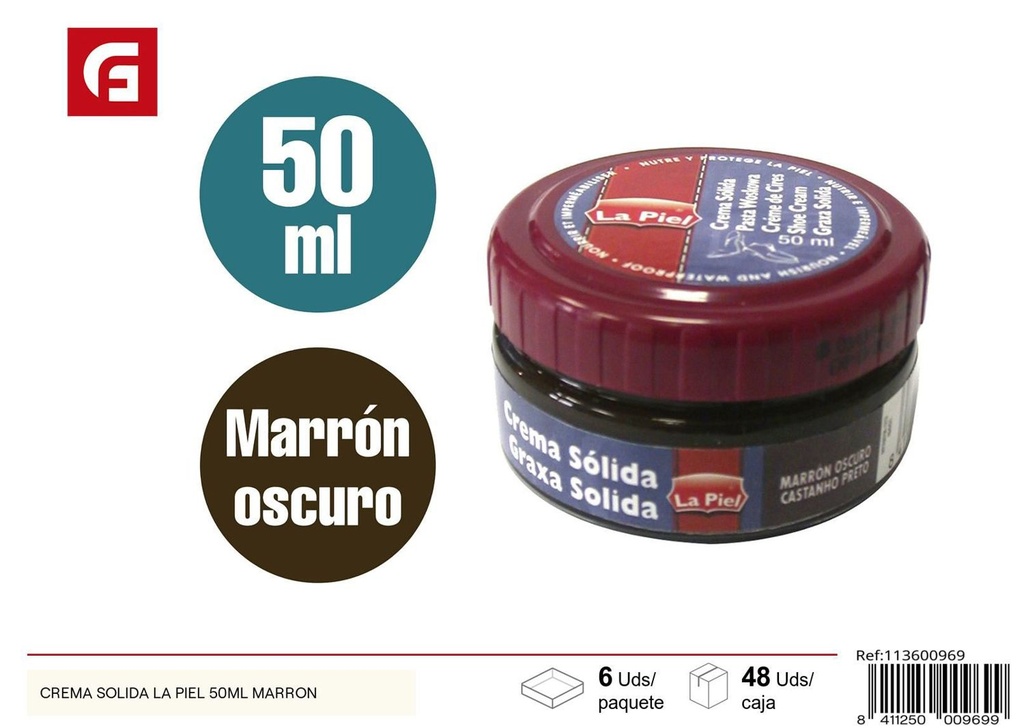 Crema sólida para cuidado de calzado marrón 50ml