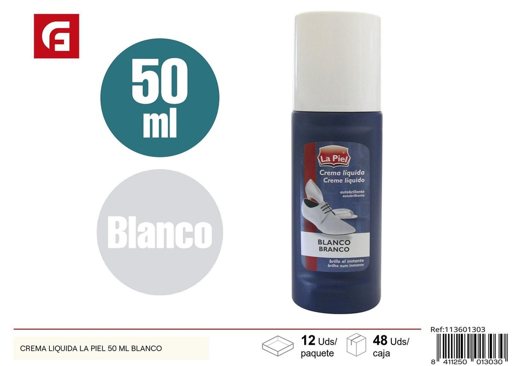 Crema líquida para el cuidado del calzado 50ml blanco