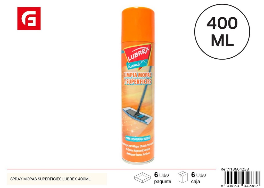 Limpiador en spray para superficies Lubrex 400ml para limpieza