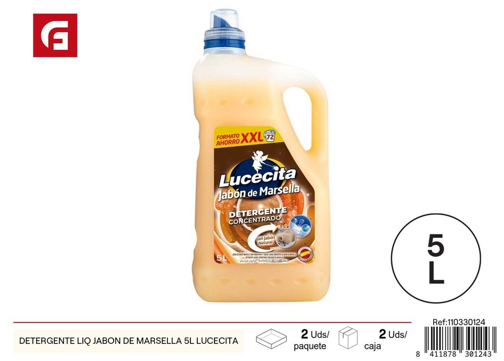 Detergente líquido jabón de Marsella 5L Lucecita para lavandería