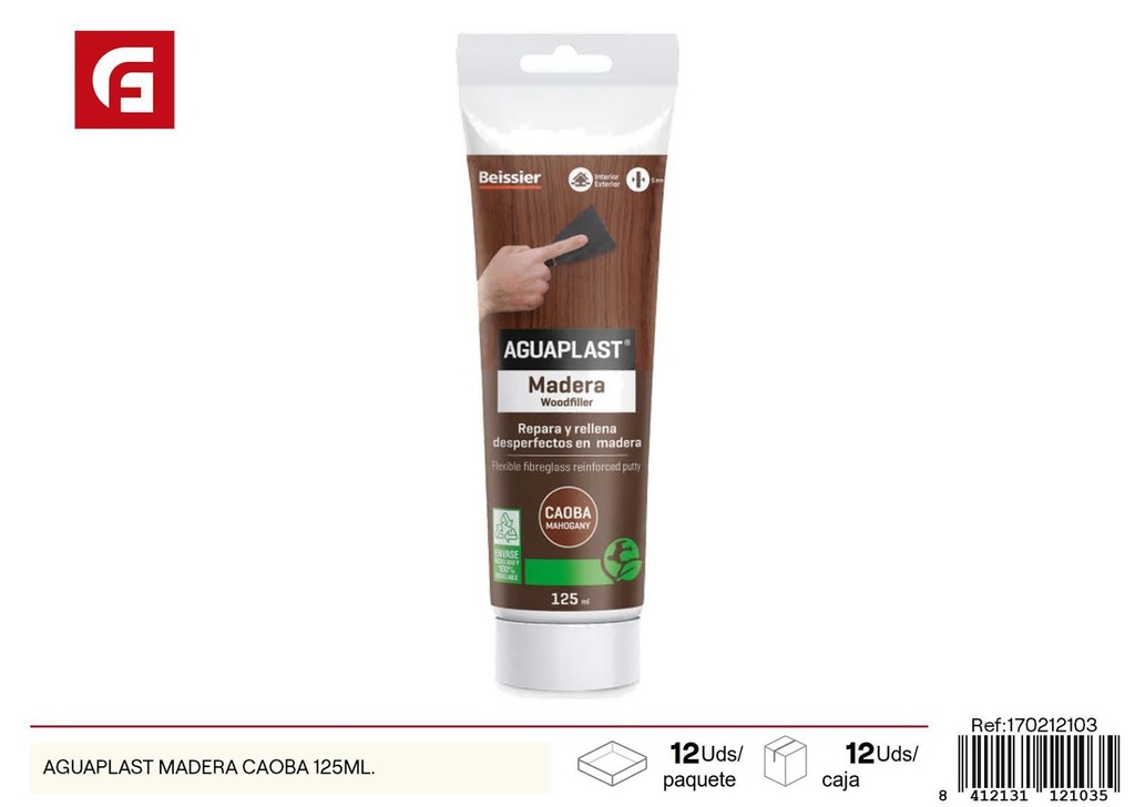 Masilla para madera caoba Aguaplast 125ml