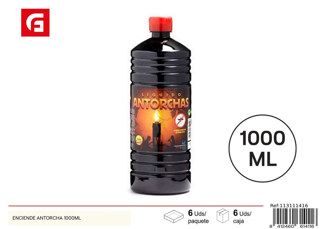 Antorcha encendedora aceite 1000ml para barbacoas y jardines