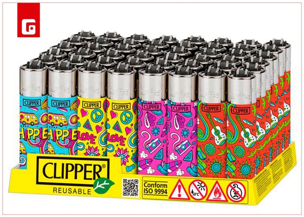 Mechero Clipper Large Hippie Pattern 2 B-48 recargable