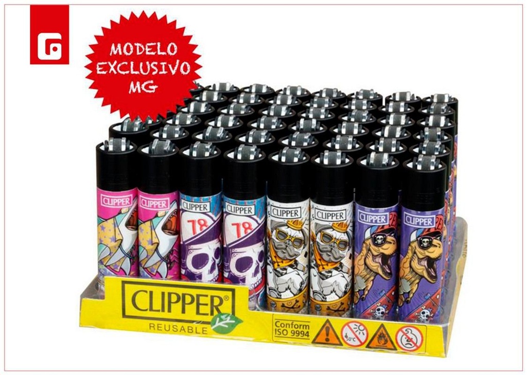 Encendedor Clipper grande animales patinando - Artículos para fumadores