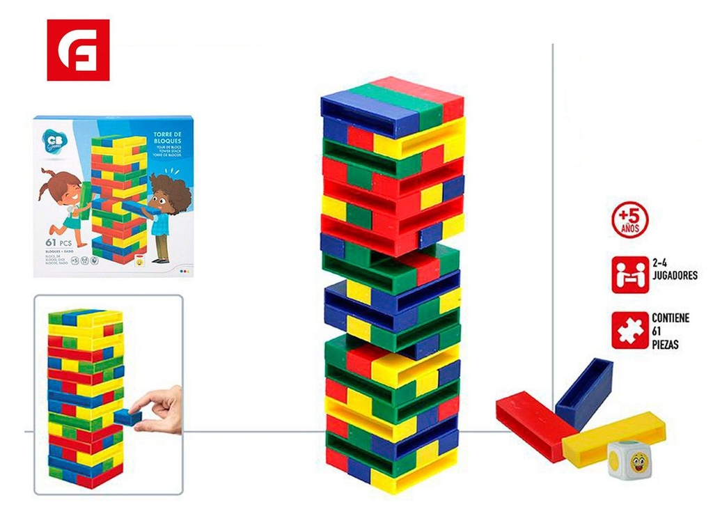 Juego mesa torre de bloques para niños