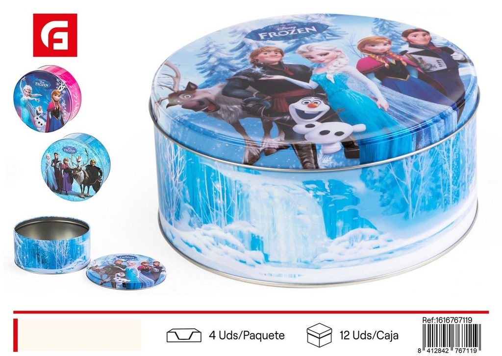 Caja metálica redonda Frozen - Decoración festiva