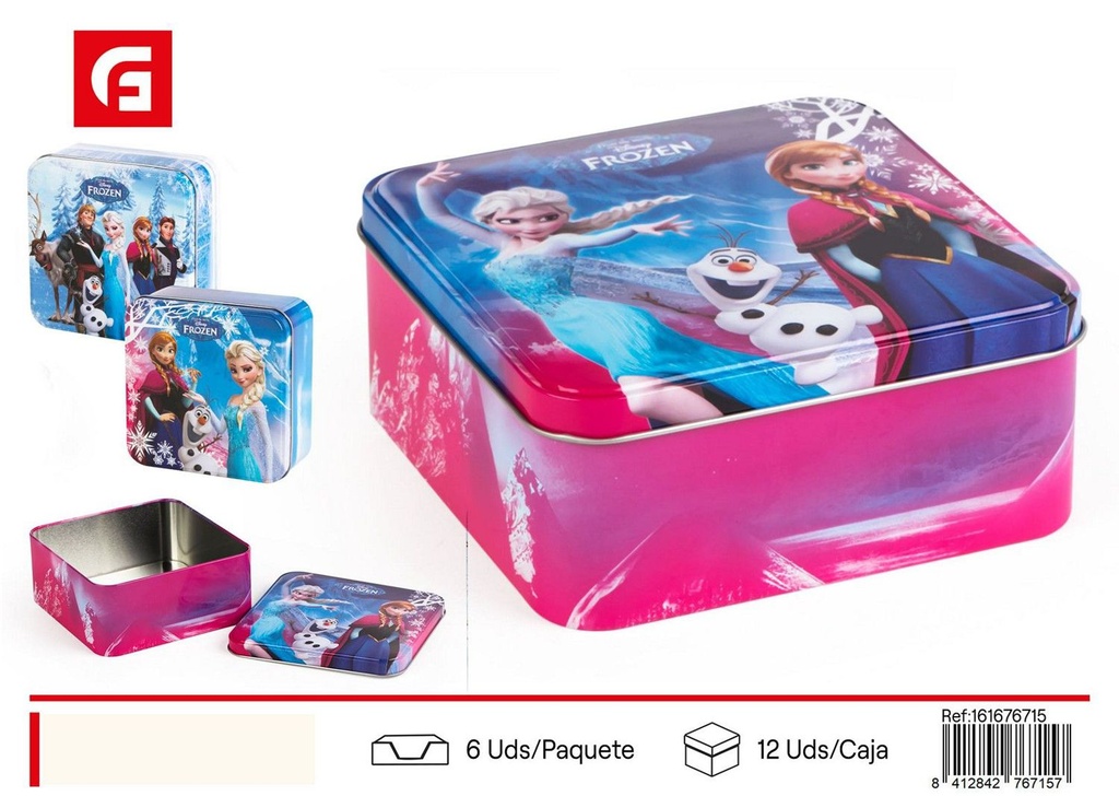 Caja metálica cuadrada Frozen - Decoraciones navideñas