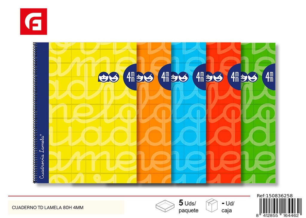 Cuaderno Lamela de 80 páginas 4 mm - Material escolar básico