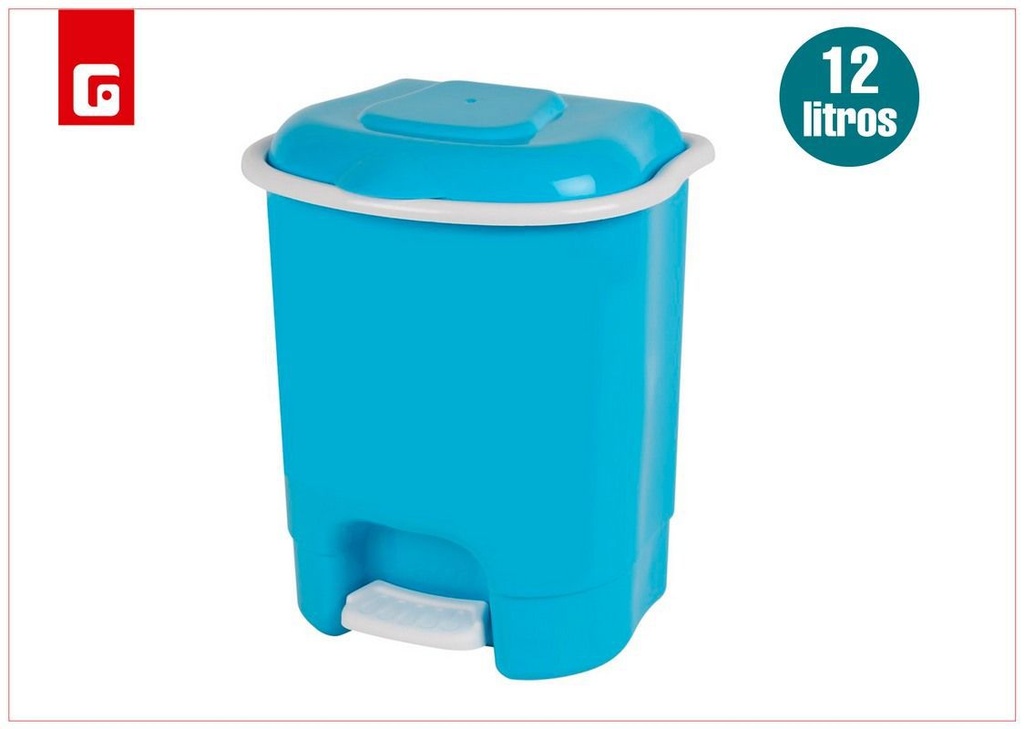 Cubo de basura pedal 12L azul - Papeleras de plástico y artículos para el hogar