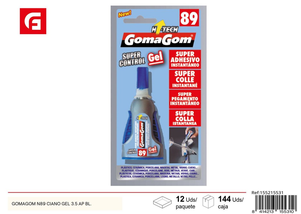 Goma de pegar GOMAGOM N89 gel ciano 3.5 - Materiales de manualidades