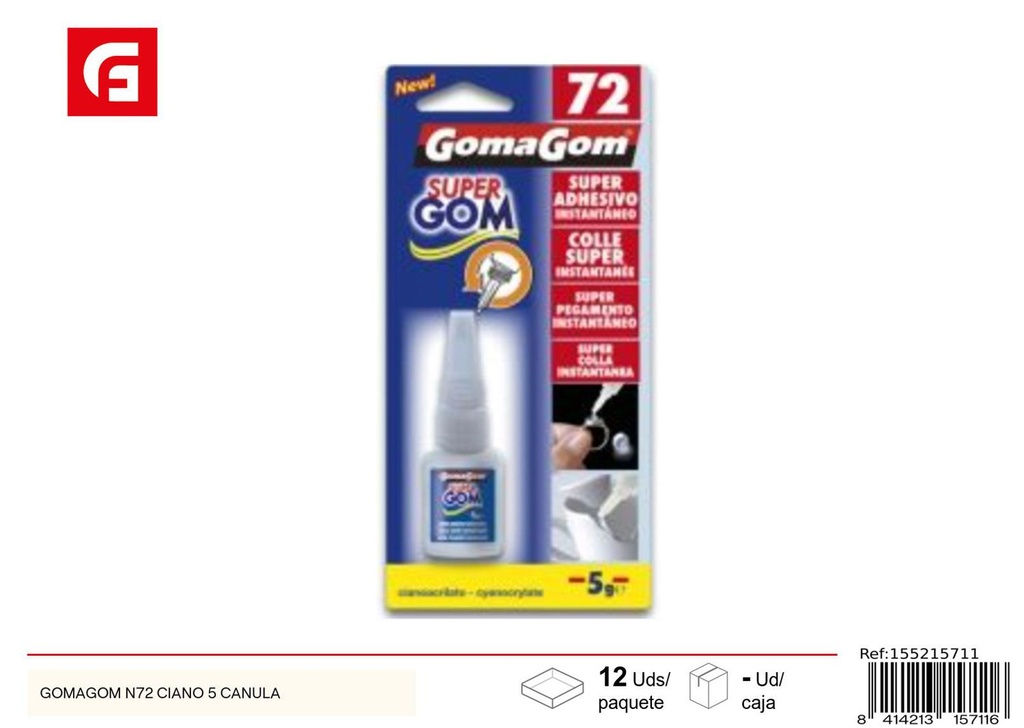 Gomagom N72 ciano 5ml - Adhesivos y manualidades