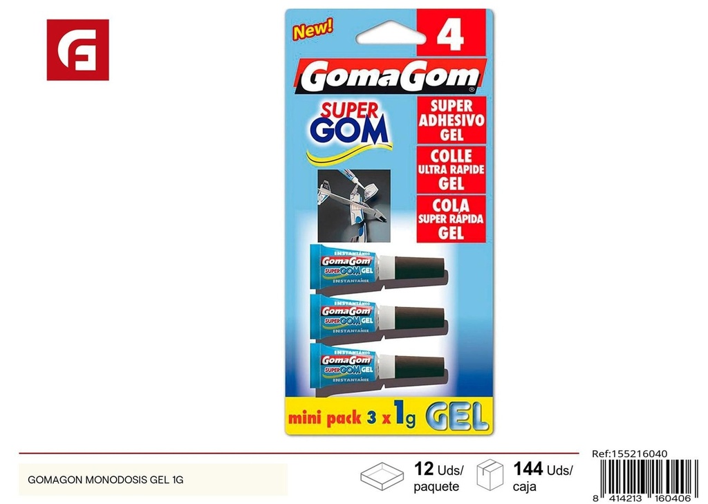 Goma Gom monodosis gel 1 g - Material para manualidades