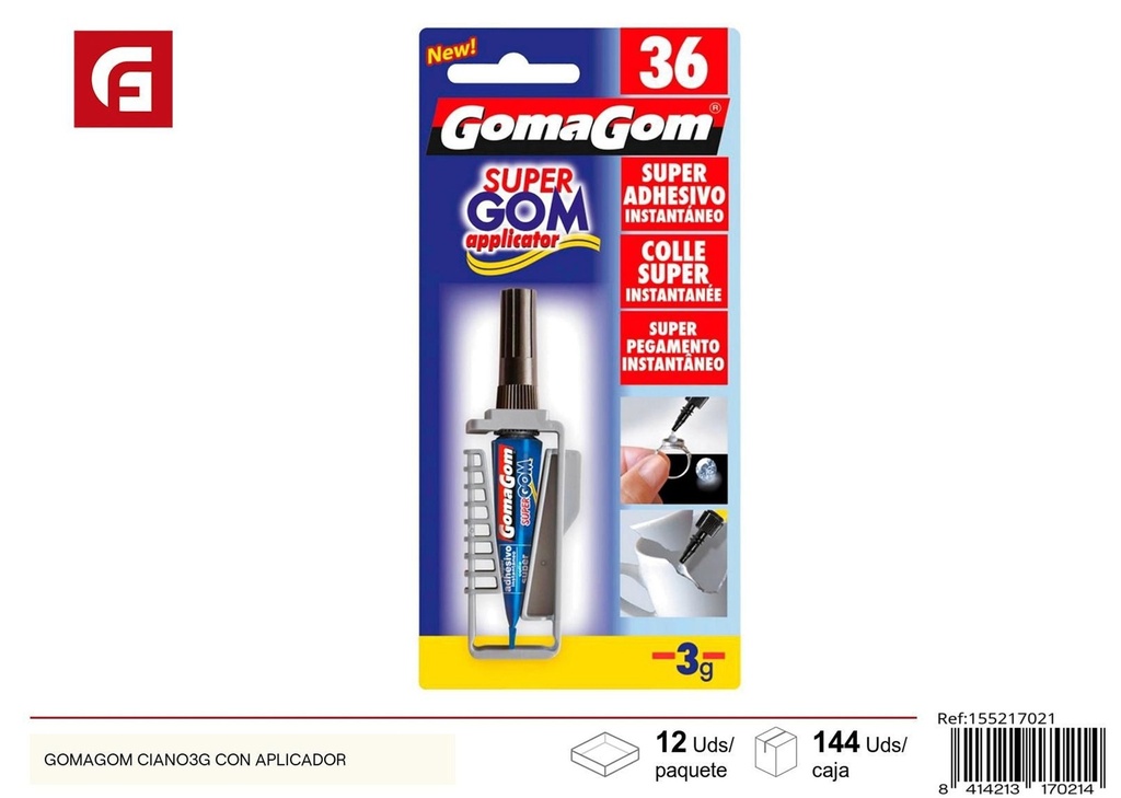 Gomagom Nº36 Adhesivo instantáneo 3 g con aplicador - Manualidades y pegamentos