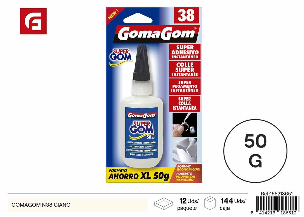 Adhesivo GOMAGOM N38 ciano - Manualidades y pegamentos