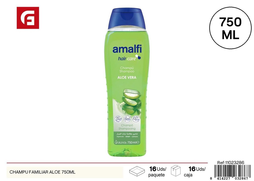 Champú familiar aloe 750ml para cuidado capilar