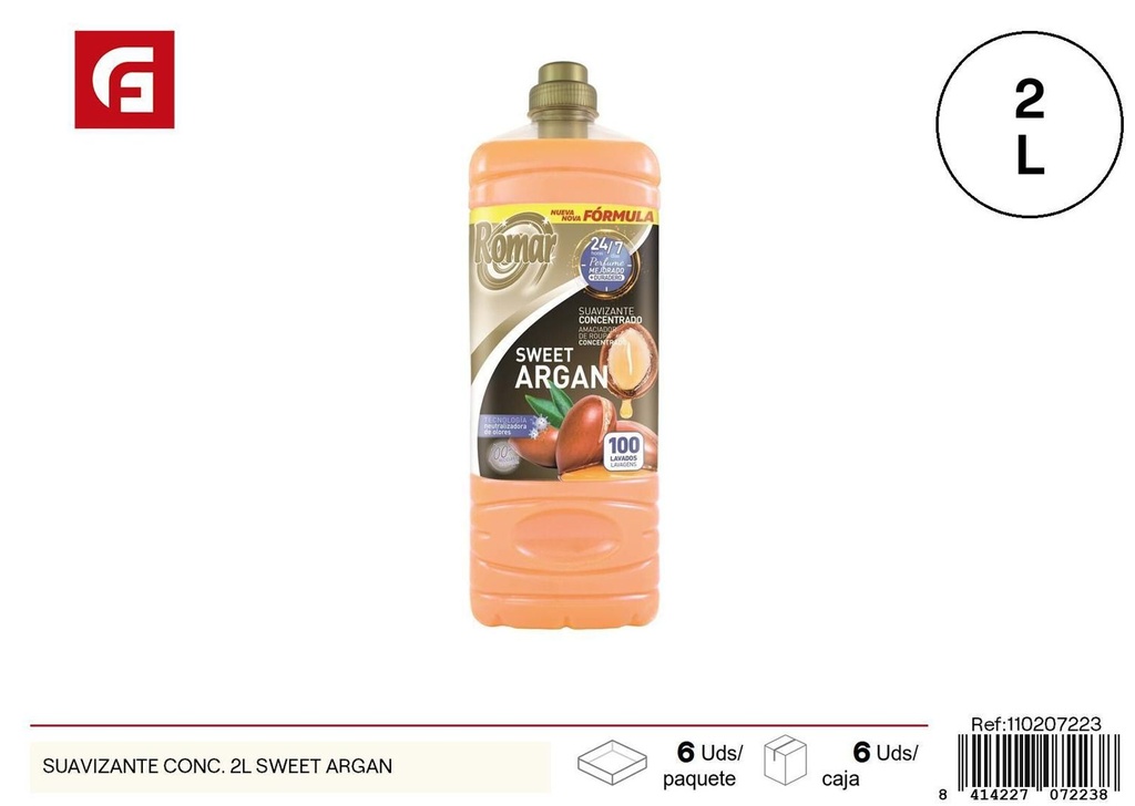 Suavizante concentrado 2L Sweet Argan para ropa