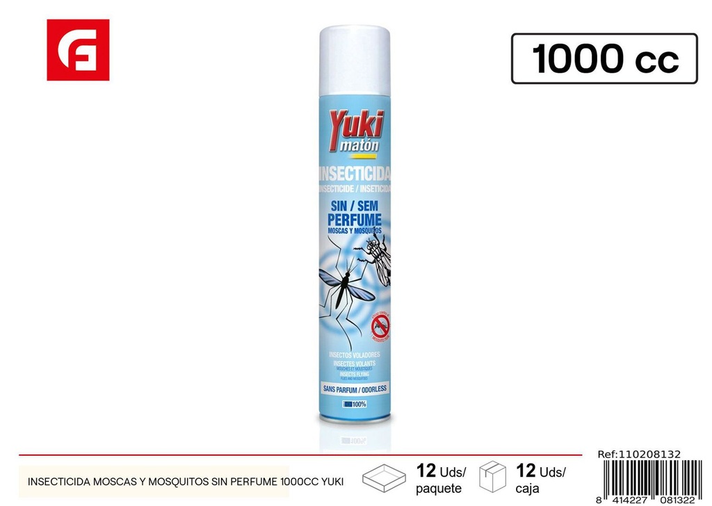 Insecticida moscas y mosquitos sin perfume 1000cc Yuki para control de plagas