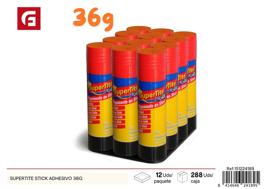 Barras de pegamento Supertite Stick adhesivo 36g para manualidades