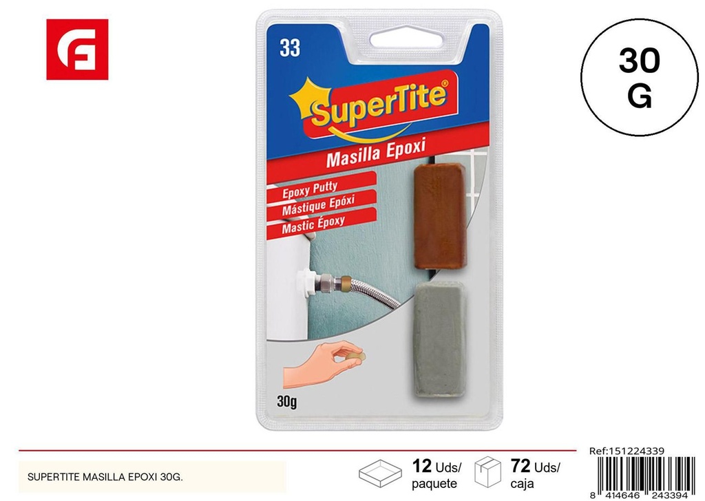 Masilla epoxi SUPERTITE 30g para reparación y manualidades