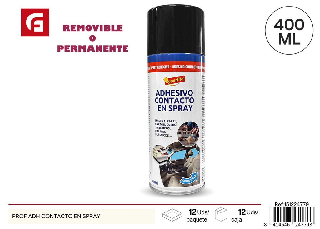 Adhesivo de contacto en spray Prof para manualidades y reparaciones