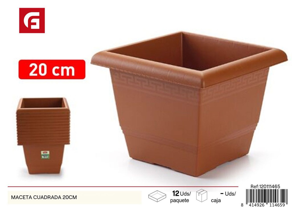 Maceta cuadrada 20cm para jardín