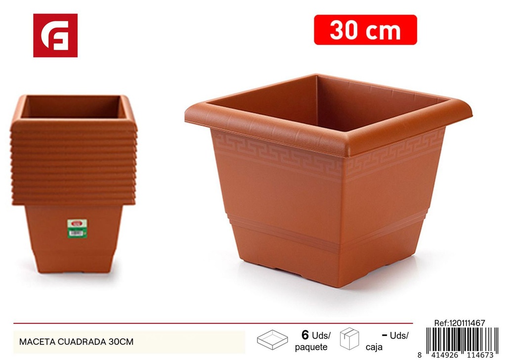 Maceta cuadrada 30cm para plantas y jardinería