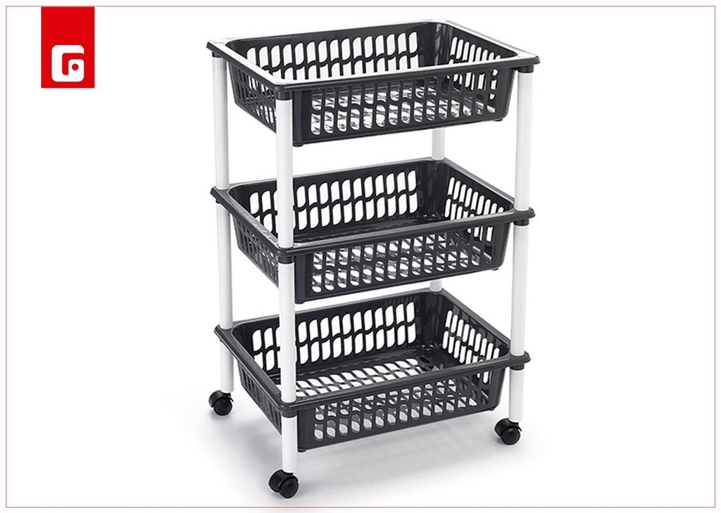 Carrito de 3 cestas gris oscuro, Almacenamiento y organización