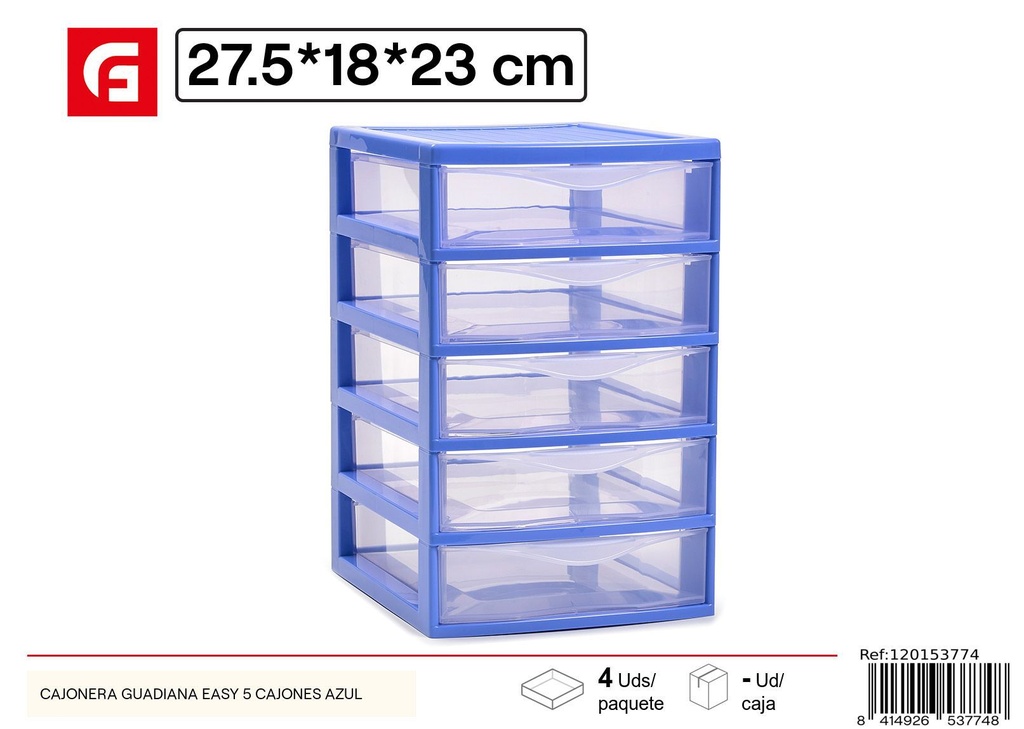 Cajonera Guadiana Easy 5 cajones azul - Almacenaje y organización en el hogar