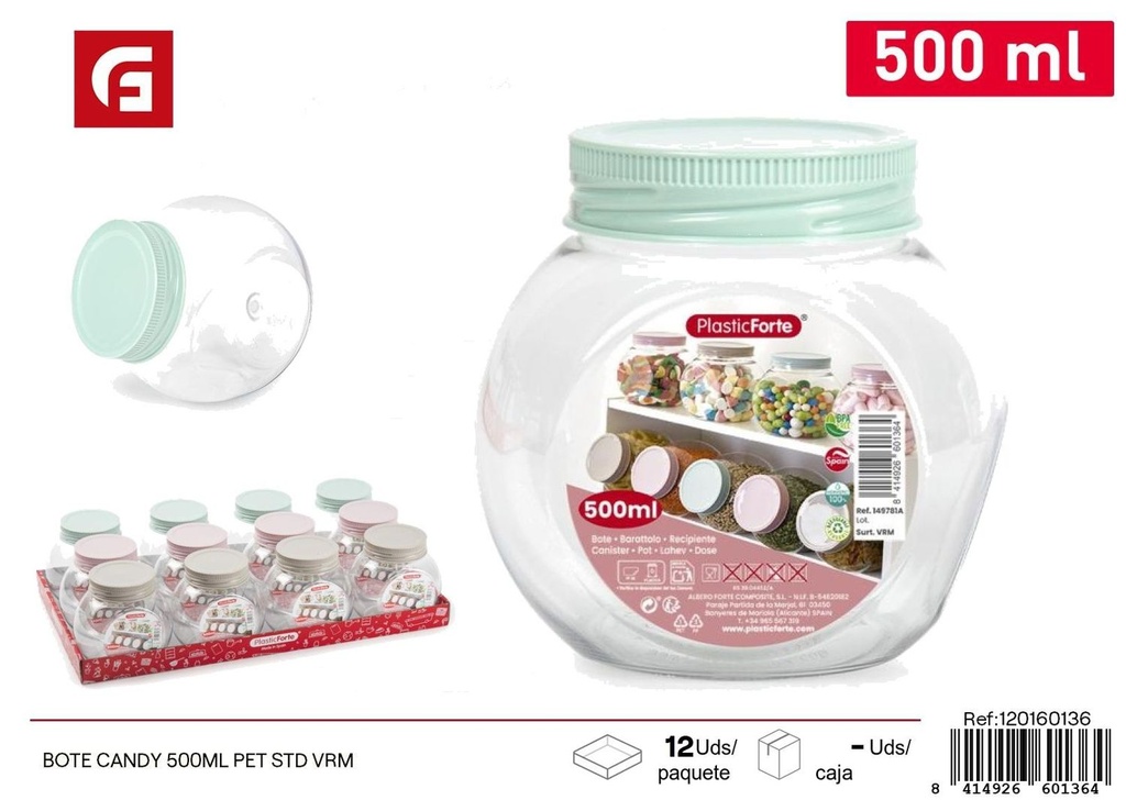 Bote plástico de 500 ml para dulces - Accesorios de cocina