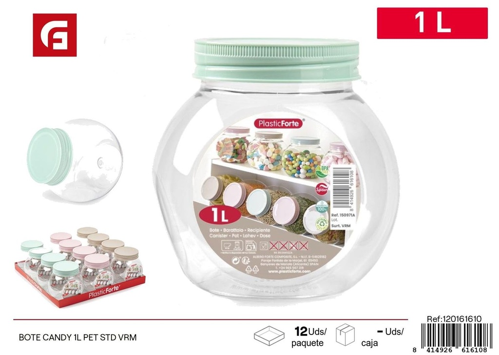 Tarro de plástico 1L PET - Envases de plástico