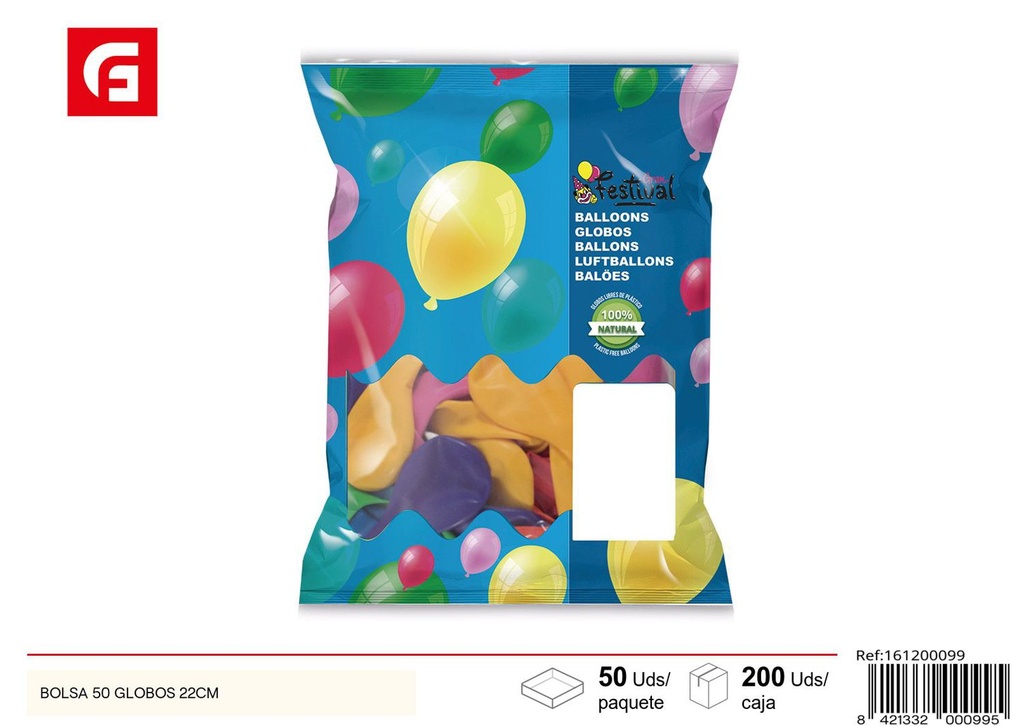 Bolsa de 50 globos 22CM - Artículos de fiesta