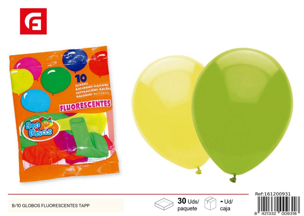 GLOBOS FLUORESCENTES 10 PCS - Artículos de fiesta