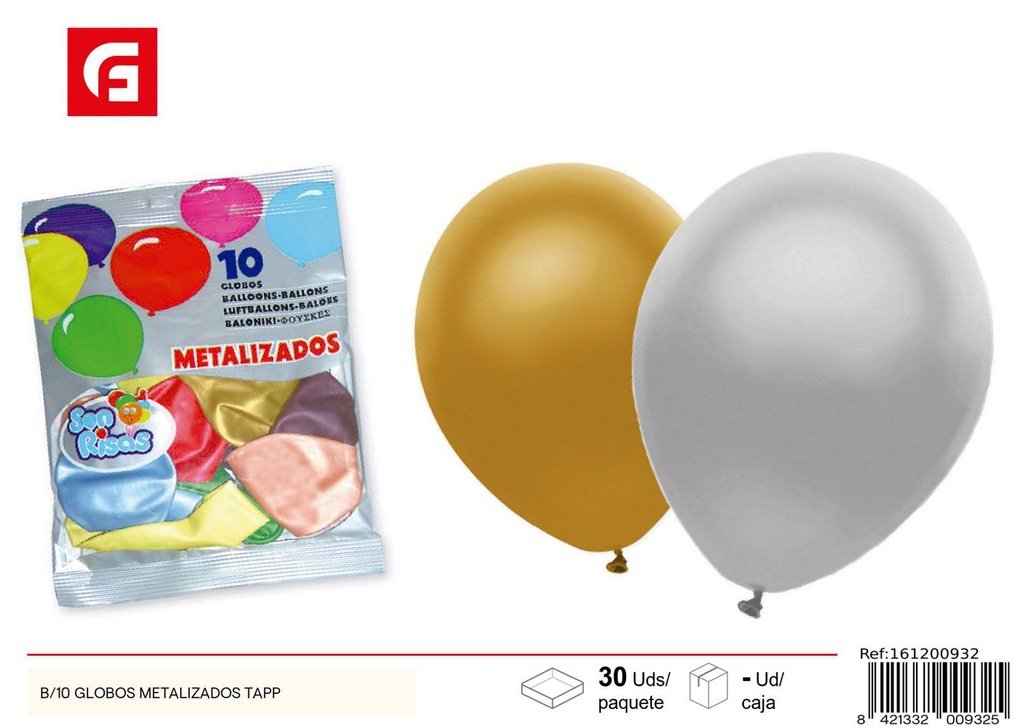 GLOBOS METALIZADOS 10 PCS - Artículos de fiesta