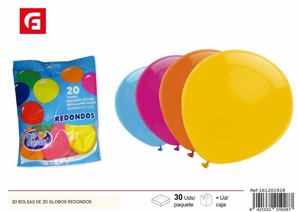 Bolsas de globos redondos 30 unidades - Artículos de fiesta