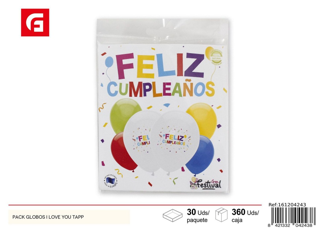 Pack de globos "I Love You" - Artículos de fiesta