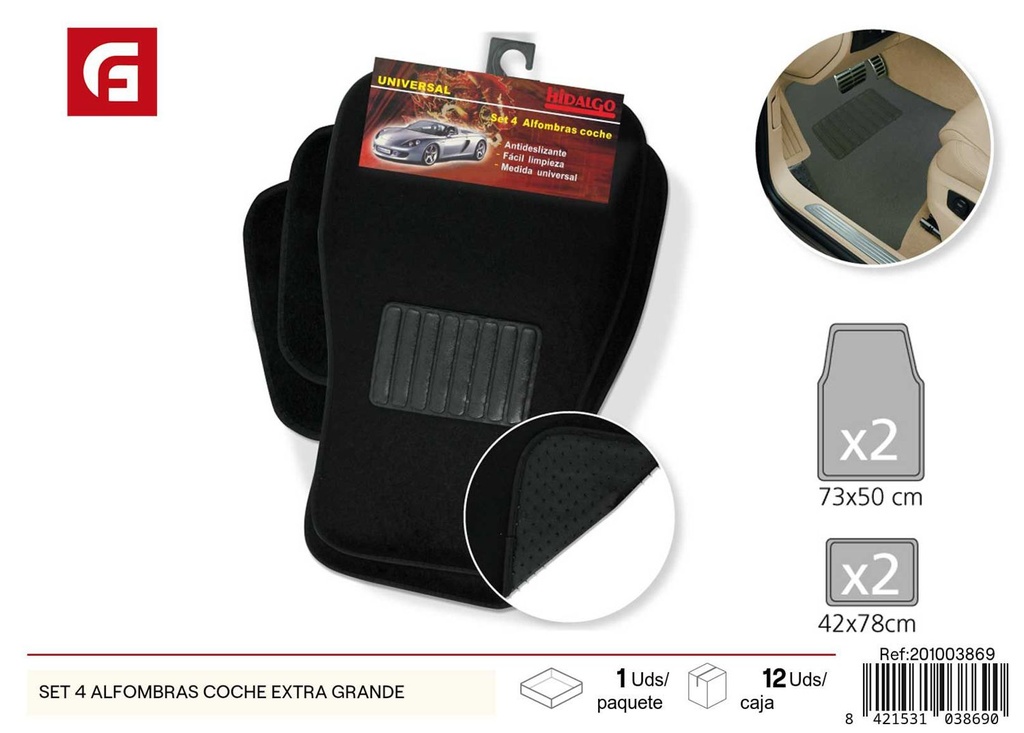 Set de 4 alfombrillas para coche extra grandes - Accesorios para coches