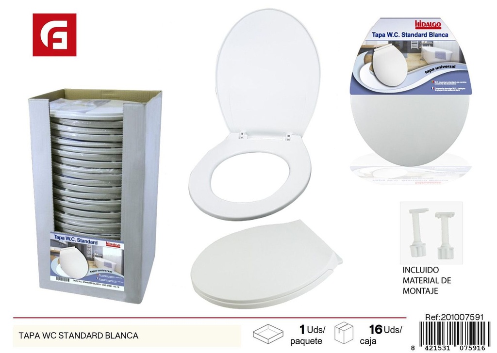 Tapa WC estándar blanca - Accesorios de baño