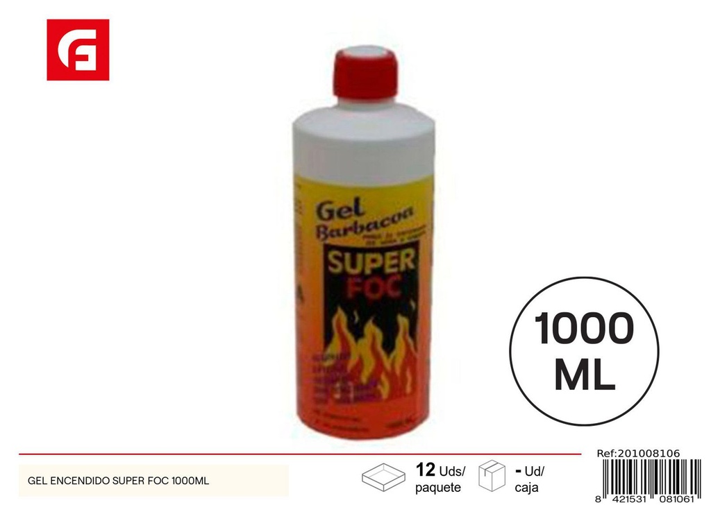 Gel encendedor para carbón 1000ml - Encendedores de BBQ