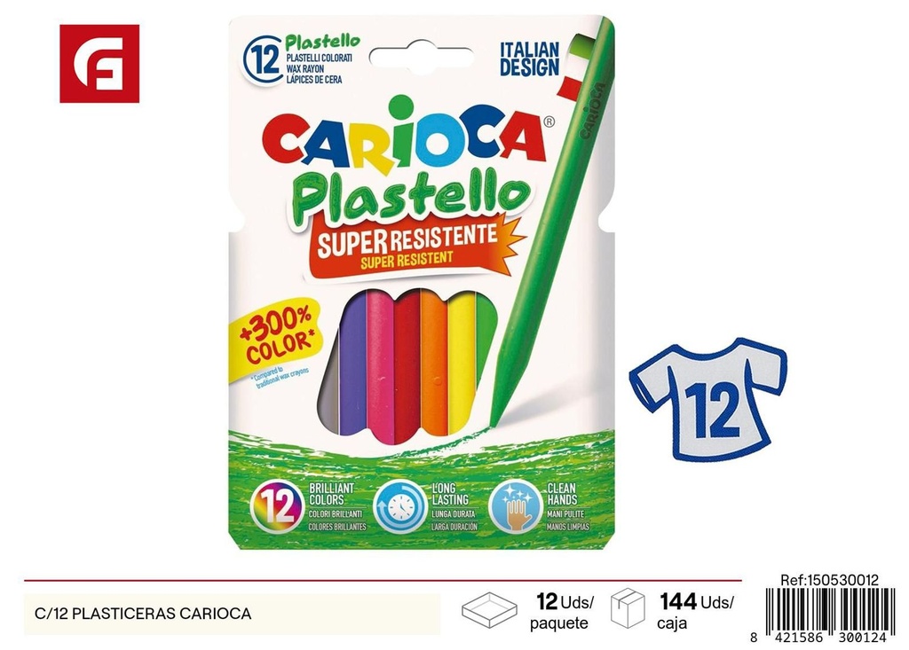 Ceras de plástico 12 colores - Material de papelería