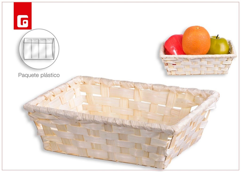 Cesto bambú rectángulo natural - Almacenamiento decorativo de cocina